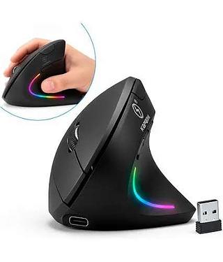 Mouse Vertical Gamer Ergonômico S/ Fio Usb Recarregável Rgb Kapbom