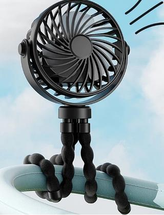 Mini Ventilador USB para Carrinho de Bebê – Portátil, Recarregável, Silencioso, com Suporte Flexível