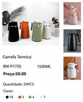 chaleira inox termica 1500ml
