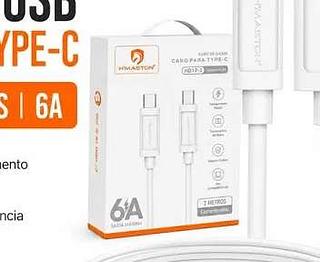 Cabo USB para Type-C 6A 2 Metros Carregamento Rápido Reforçado Antidobra