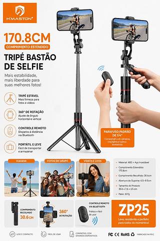 Novo ZP35tripé bluetooth 1,7 metros