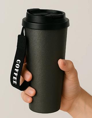Copo Térmico Cafe Inox 500ml Portátil Canudo Tampa 2 Em 1