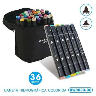 Canetinhas Coloridas Escolar Ponta Dupla com 36 Cores
