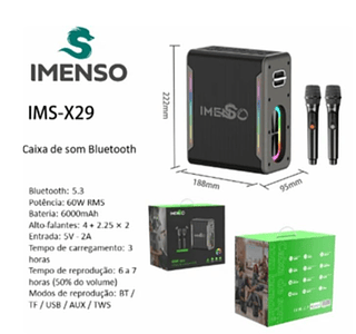 Caixa de Som IMENSO X29 60w rms