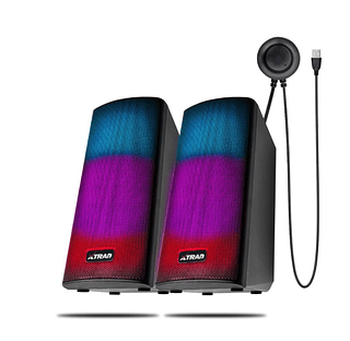 Caixa de som Pc Com Bluetooth Luz RGB Para Computador Notebook Entrada SD Mic P2 XDG-297