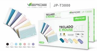 KIT Teclado e Mouse Cores Macaron Sem Fio Bluetooth Teclas Silêncios