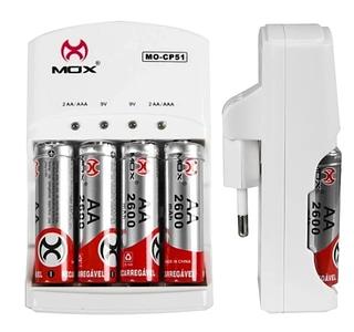 kit carregador c\pilha Mox-AA
