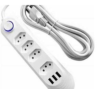 Filtro De Linha Com 4 Tomadas E 3 Entradas Usb 2m - Bivolt B-Max