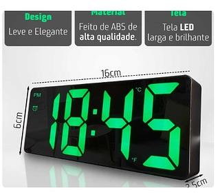 Relógio De Led Digital Mesa Despertador Alarme Temperatura E Demais Funções