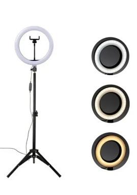 Ring Light 10' Completo Iluminador Portátil 26cm + Tripé 2m