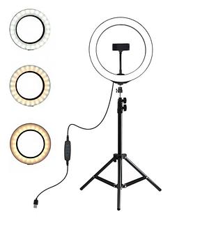 Ring Light 12' Completo Iluminador Portátil 30cm + Tripé 2m